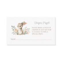 Bunny Baby Shower Diaper Raffle Cards Inserts