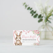 Bunny Baby Shower Girl Pink Floral Diaper Raffle エンクロージャーカード (スタンド正面)