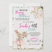 Bunny Ballerina Birthday Invitation 招待状 (正面)