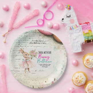 Bunny Ballerina Birthday Paper Plates ペーパープレート