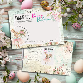 Bunny Ballerina Birthday Thank You Card ノートカード