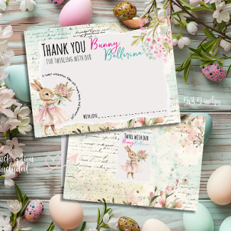 Bunny Ballerina Birthday Thank You Card ノートカード