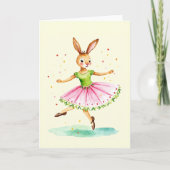 Bunny Ballet Watercolor Easter Card シーズンカード (正面)