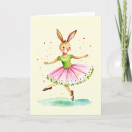 Bunny Ballet Watercolor Easter Card シーズンカード