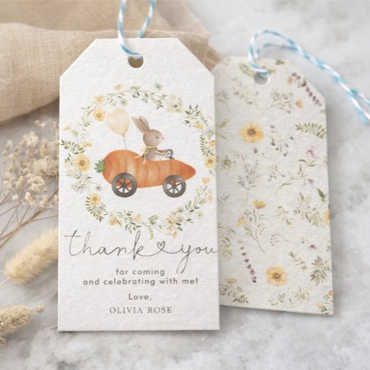 Bunny Balloon Carrot Car Wildflower Wreath Favors ギフトタグ
