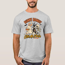 Bunny Bandit Halloween Tシャツ｜スケルトンに追われるウサギ