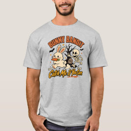 Bunny Bandit Halloween Tシャツ｜スケルトンに追われるウサギ Tシャツ