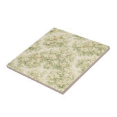 Bunny Bear Floral Garden Neutral Green Pattern タイル (側面)
