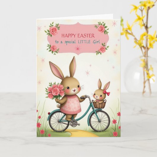 Bunny Bicycle Ride Greeting Card カード (黄色い花)