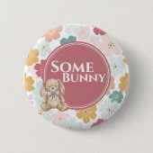 Bunny Birthday Button Cute Bunny Party 缶バッジ (正面)