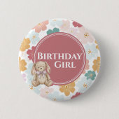 Bunny Birthday Button Cute Bunny Party 缶バッジ (正面)