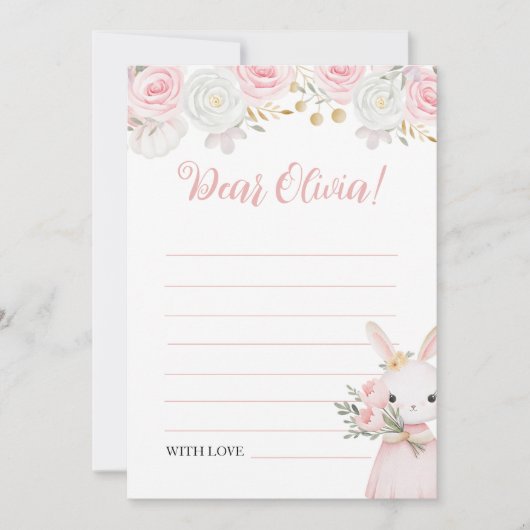 Bunny Birthday Floral Time Capsule Card 招待状 (正面)