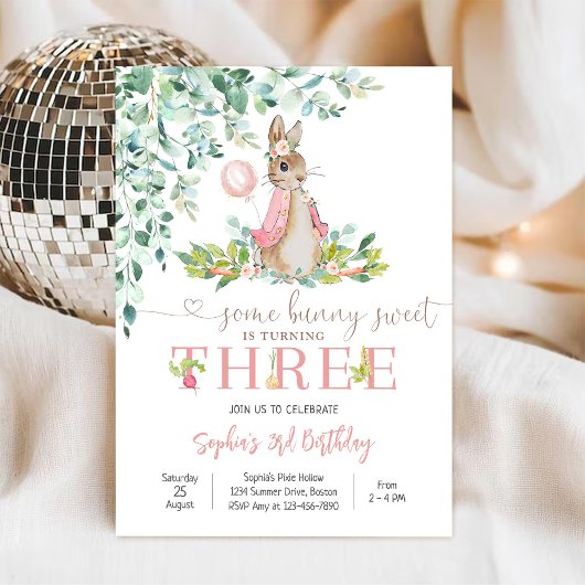 Bunny Birthday Invitation Girl 招待状