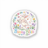 Bunny Bliss | かわいいウサギ好きTシャツ シール (正面)