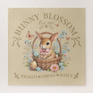 Bunny Blossom Easter Rabbit in Floral Basket ジグソーパズル