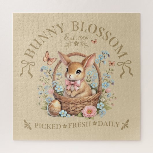 Bunny Blossom Easter Rabbit in Floral Basket ジグソーパズル (縦)