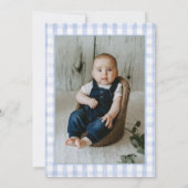 Bunny Blue Balloons Photo 1st Birthday Party 招待状 (裏面)