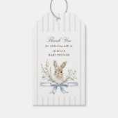 Bunny Blue Bow Baby Shower Thank you ギフトタグ (正面)