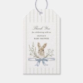Bunny Blue Bow Baby Shower Thank you ギフトタグ