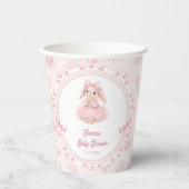Bunny Blush Pink Girl Baby Shower Paper Cups 紙コップ (正面)