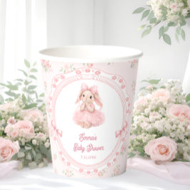 Bunny Blush Pink Girl Baby Shower Paper Cups 紙コップ