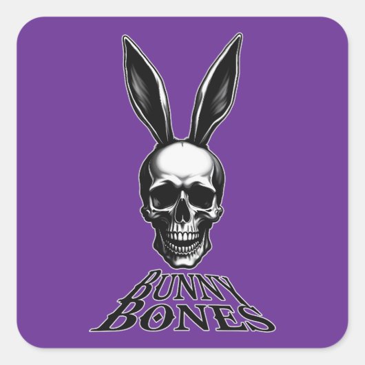 Bunny Bones – Gothic Easter Bunny - Autocolante スクエアシール (正面)