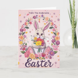  Bunny Bouquet Easter Holiday personalized card シーズンカード