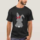 Bunny Buffalo Black Plaid Prin Happy Easter Day Wo Tシャツ (正面)