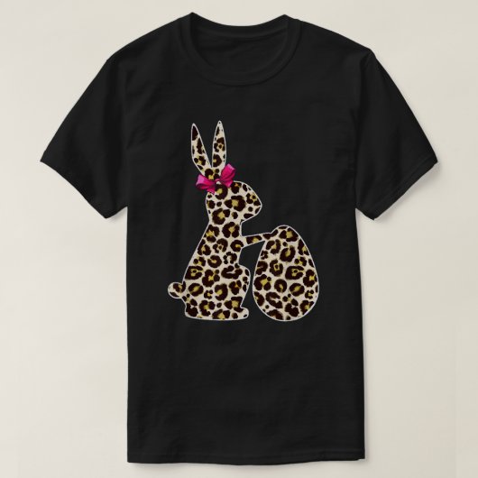 Bunny Buffalo Leopard Plaid Print Happy Easter Day Tシャツ (デザイン正面)