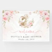 Bunny, Butterfly, Flowers, Baby Shower Welcome 横断幕 (横)