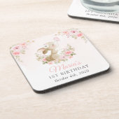 Bunny, Butterfly, Pink Flowers, First Birthday コースター (左側)