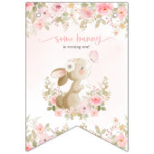 Bunny, Butterfly, Pink Flowers, First Birthday バンティングフラッグ (第1の旗)