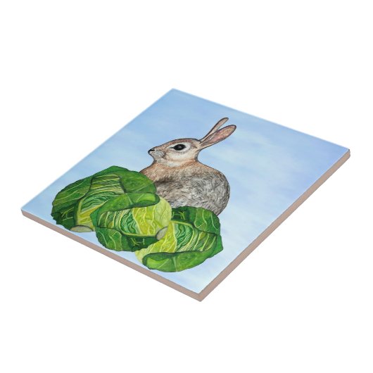 Bunny Cabbage Blue Ceramic Tile タイル (側面)