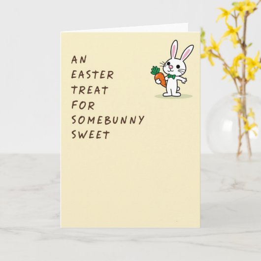 Bunny Carrot Treat Easter Card カード (黄色い花)