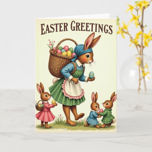 Bunny Celebration Scene Card カード (黄色い花)