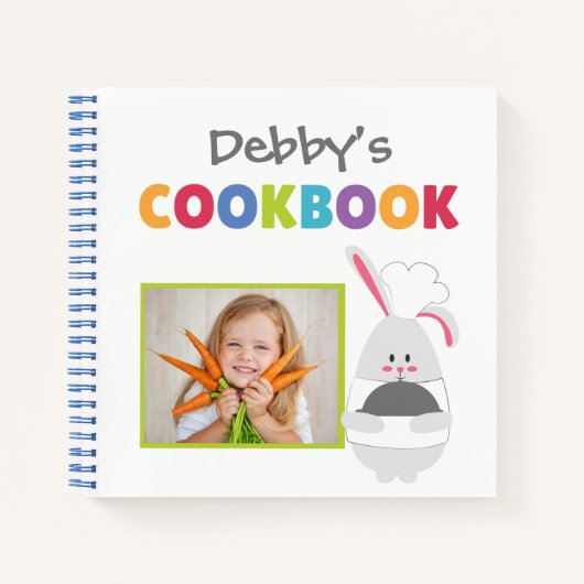 Bunny Chef パーソナライズされた Kids Cookbook （写真を追加） ノートブック (正面)