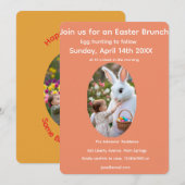 Bunny & Child Photo Oval Frame Easter 招待状 (正面/裏面)