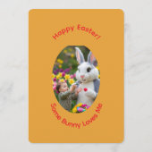Bunny & Child Photo Oval Frame Easter 招待状 (裏面)
