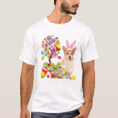 Bunny Corgi Dog Happy Easter Eggs Tシャツ (正面)