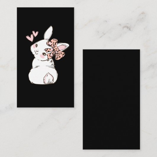 Bunny Cute Rabbit Leopard Bow Tie Girls Women 名刺 (正面/裏面)