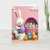Bunny Decorates Egg Holiday Card カード (正面)