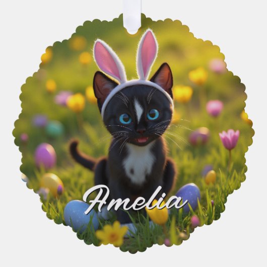 Bunny Ears & Purrs：フェリーニのイースター遊 オーナメントカード (正面)