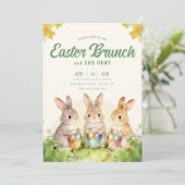 Bunny Easter Brunch Egg Hunt Pastel Watercolor 招待状 (スタンド正面)