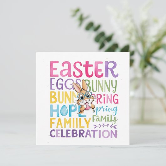 Bunny Easter Card , Personalized Easter funnyBunny シーズンカード (スタンド正面)