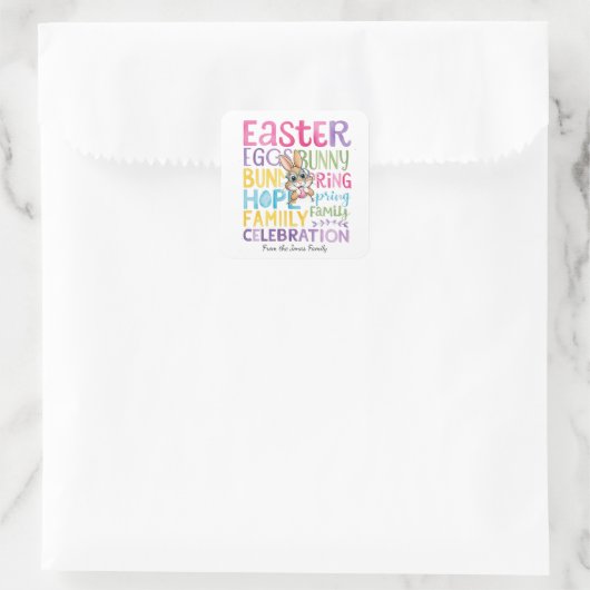 Bunny Easter Card , Personalized Easter funnyBunny スクエアシール (バッグ)