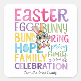 Bunny Easter Card , Personalized Easter funnyBunny スクエアシール