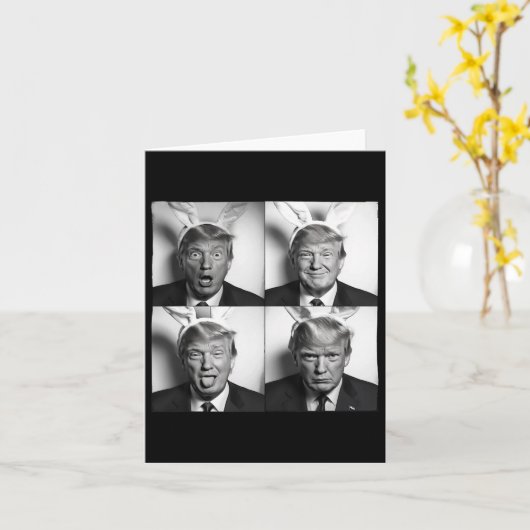 Bunny Easter Ears Usa Meのトランプフォトブースイおもしろいース カード (黄色い花)