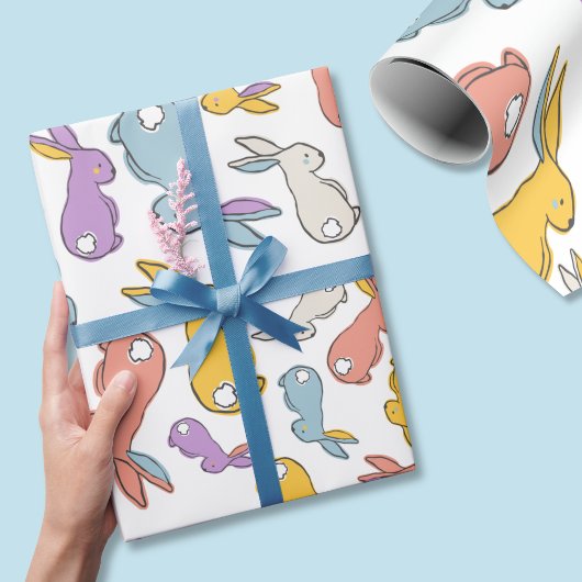 Bunny Easter Pastel Hand-drawn Wrapping Paper ラッピングペーパー