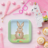 Bunny Eating Carrot Adorable Rabbit ペーパープレート (パーティー)