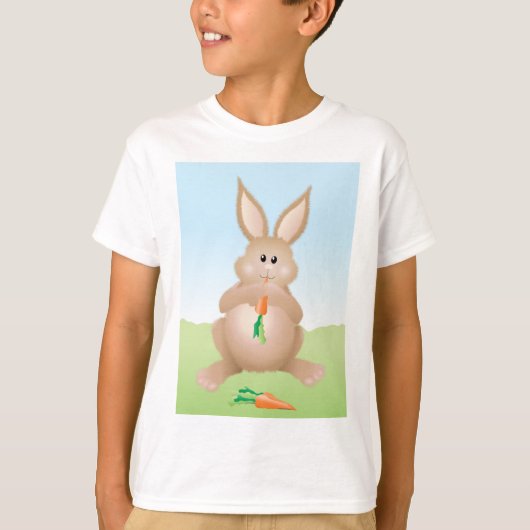 Bunny Eating Carrot Adorable Rabbit Tシャツ (正面)